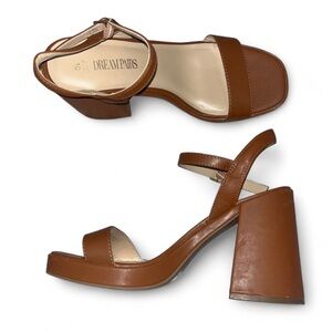 Elegant Tan Block Heel Sandals